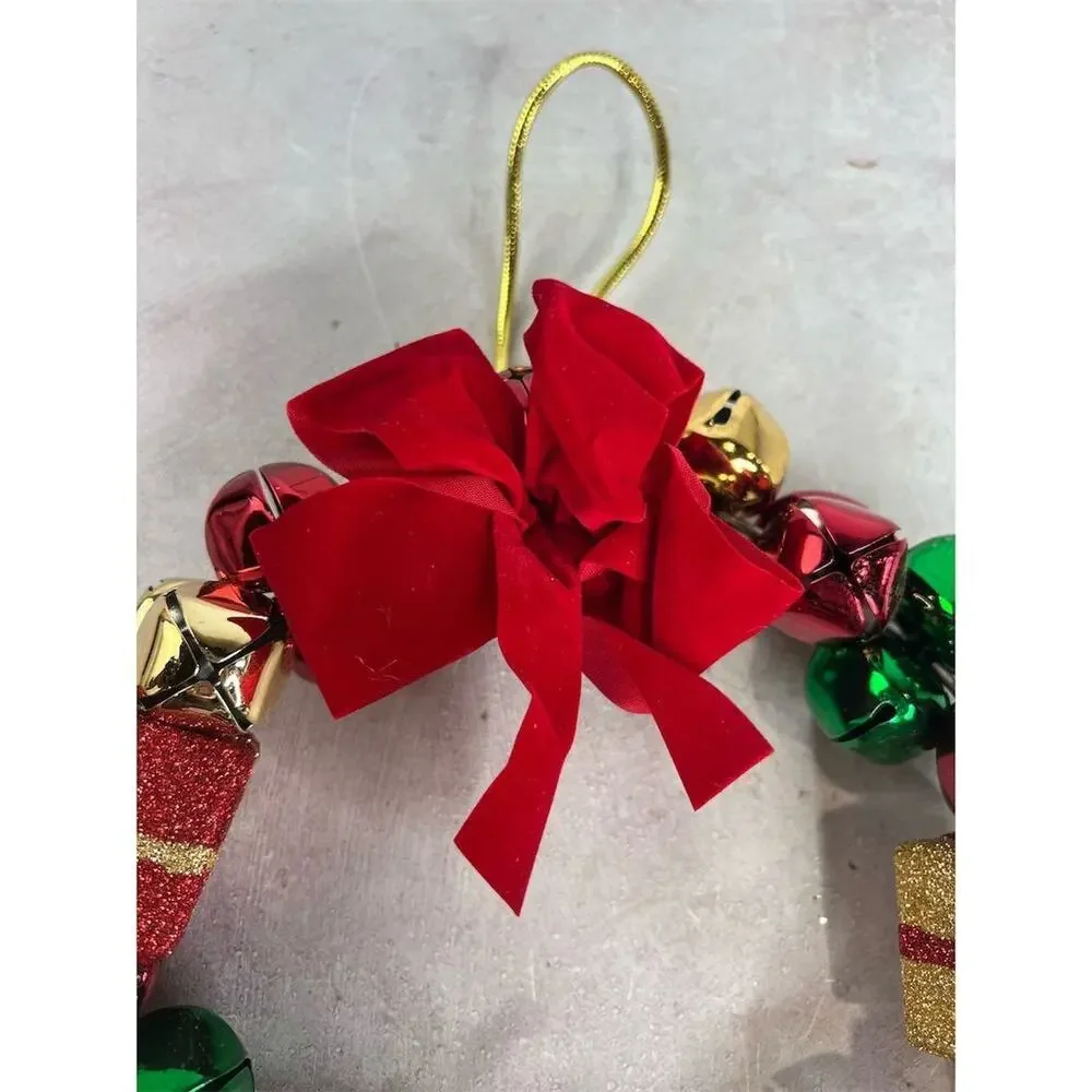 Christmas Jingle Bell Wreath Multicolor Holiday Door‎ Decoration
